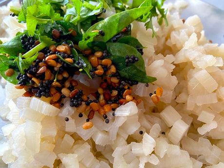 Vazhaithandu Thair Pachadi (Banana Stem Raita) – GirijaPaati Style South Indian traditional vegetarian recipes from an Indian grandmother's kitchen www.girijapaati.com