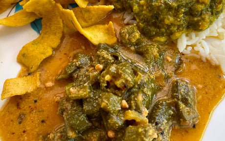 Vendakkai Pachadi (Ladies Finger / Bhindi Sweet & Spicy Curry) – GirijaPaati Style South Indian traditional vegetarian recipes from an Indian grandmother's kitchen www.girijapaati.com