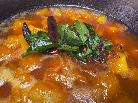 When the sweetness of jaggery combines with the sour raw mango and spicy red chillies in this Mango Jaggery Relish, you will not be able to stop eating it till the bowl is empty. Girijapaati’s Mangai Pachadi is a family favourite 
