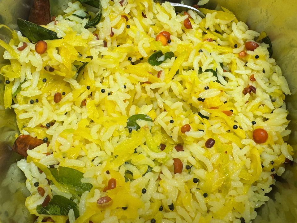 If you enjoy lemon rice or tamarind rice, then you will fall in love with this Raw Mango Rice. Girijapaati’s recipe is a perfect blend of tang, spice and rice.