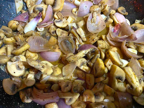 Pepper Mushrooms are the perfect, quick, healthy snack or starter. It's a one pot dish, with easy to chop ingredients and a short cooking time. If we substitute olive oil for butter it even becomes Vegan!  Check out www.girijapaati.com for more recipes. P