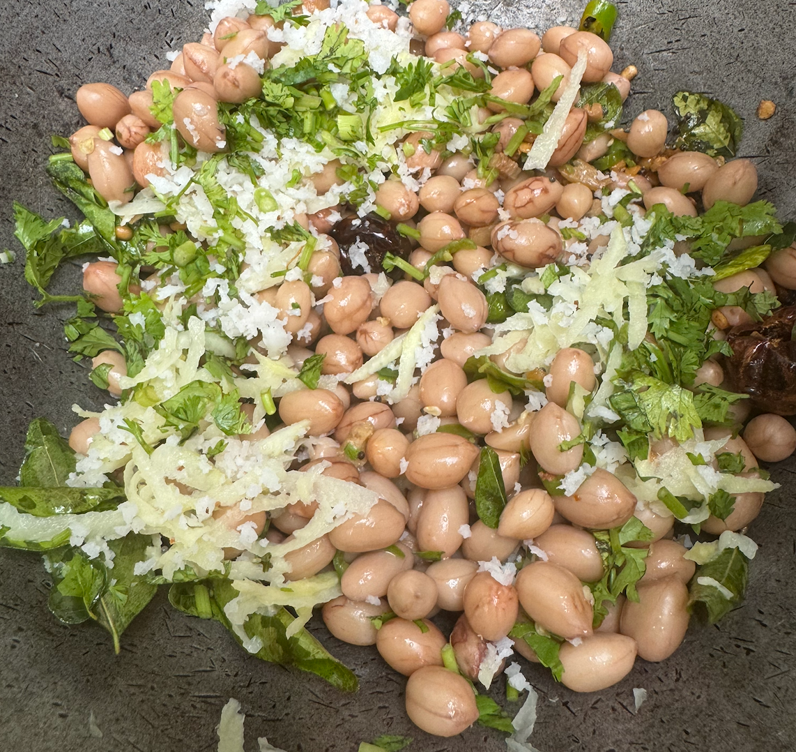 Verkadalai or Peanut Sundal with fresh coconut & coriander by Girija Paati - full detailed recipe for navarathri