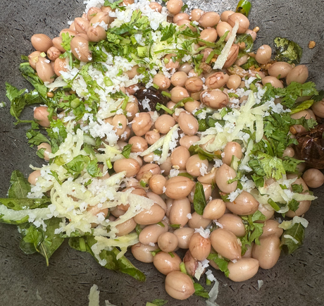 Verkadalai or Peanut Sundal with fresh coconut & coriander by Girija Paati - full detailed recipe for navarathri