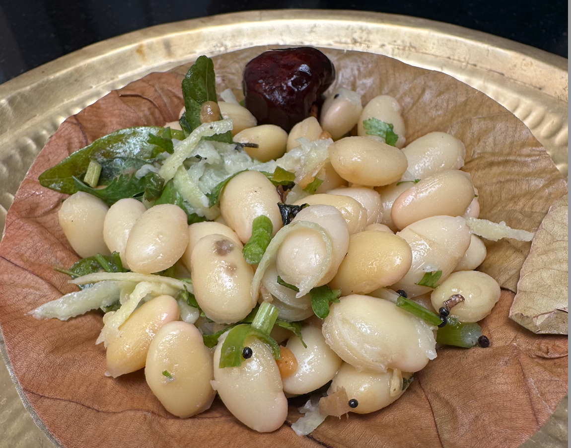 Mochai (Butter Bean) with raw mango & coriander by Girija Paati - full detailed recipe for navarathri – www.girijapaati.com 